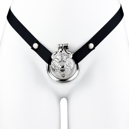 Tiger Head Metal Chastity Cage with Elastic Strap