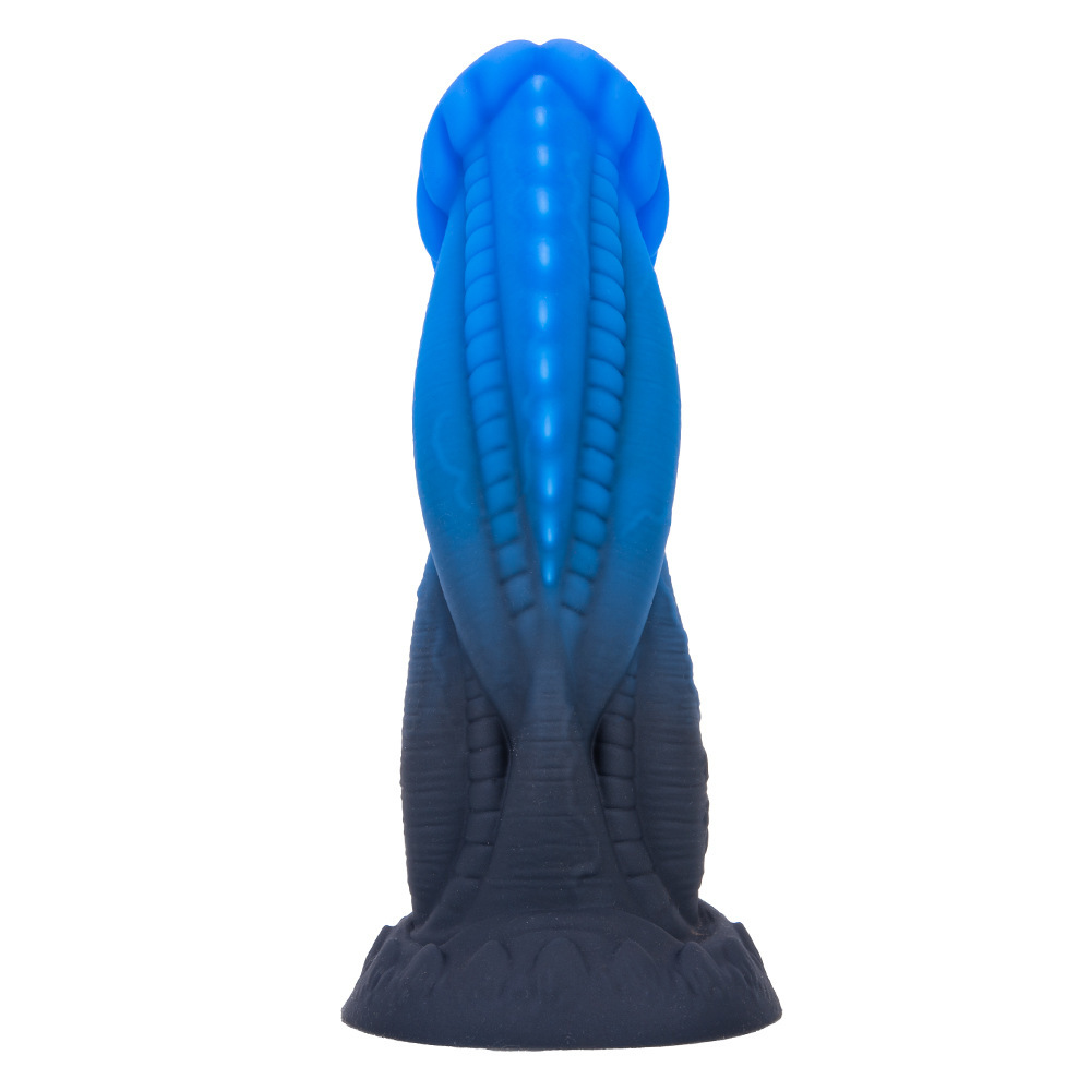 Ridgeform Blue Silicone Dildo with Curved Spine