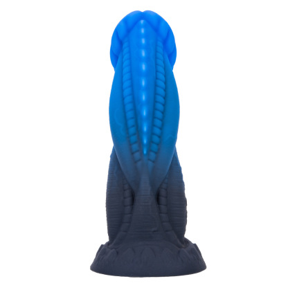 Ridgeform Blue Silicone Dildo with Curved Spine