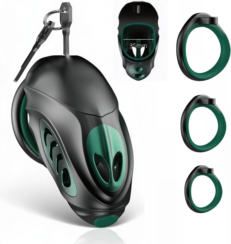 Alien Design Male Chastity Cage with Silicone Ring