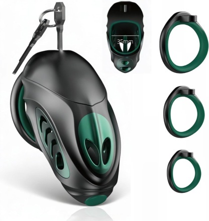 Alien Design Male Chastity Cage with Silicone Ring