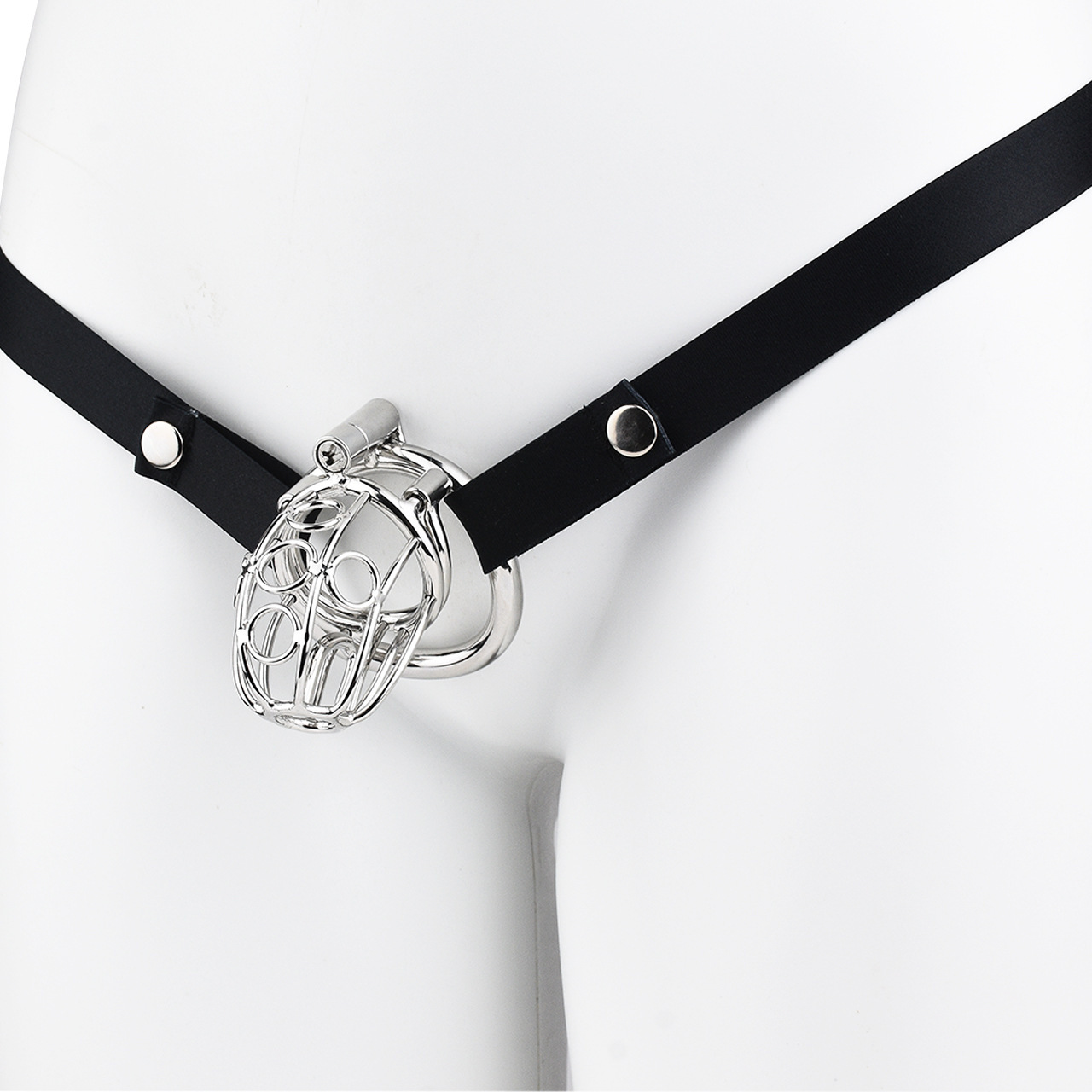 Metal Chastity Cage with Elastic Strap