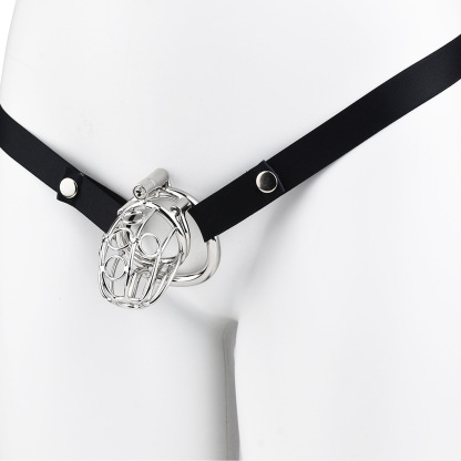 Metal Chastity Cage with Elastic Strap