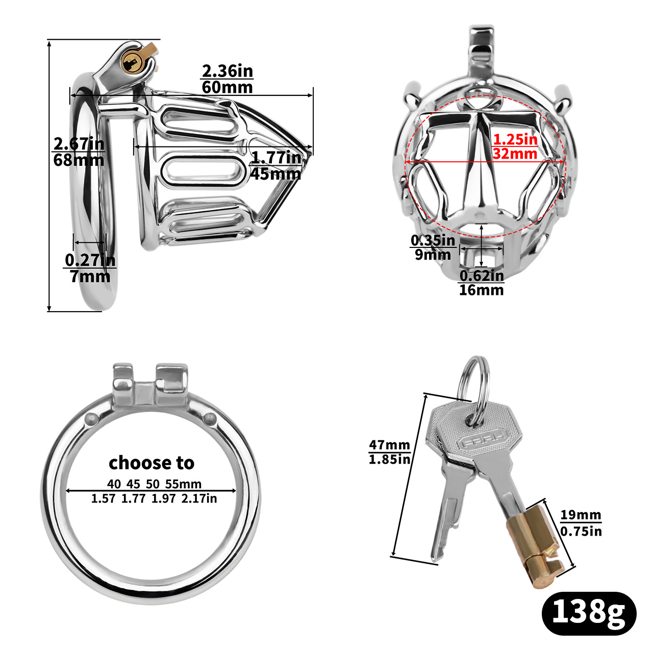 Openwork Metal Chastity Lock – Breathable Stainless Steel, Secure & Lightweight Design