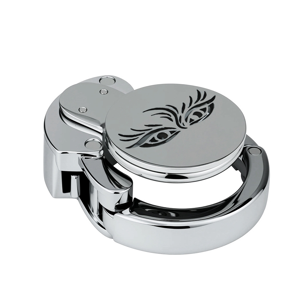 304 Stainless Steel Men’s Chastity Lock with Eye Design | Secure Long Cage with Adjustable Rings