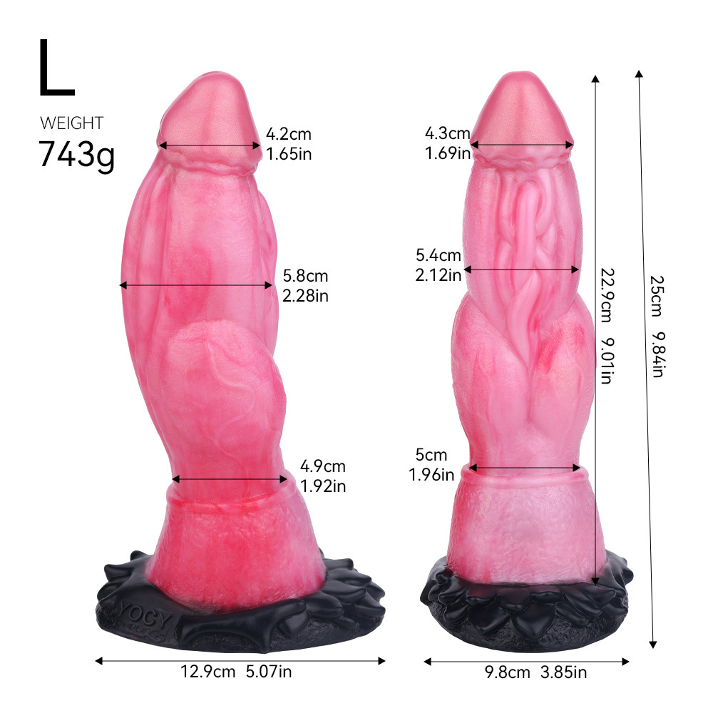  Silicone Dildo with Textured Design & Suction Base