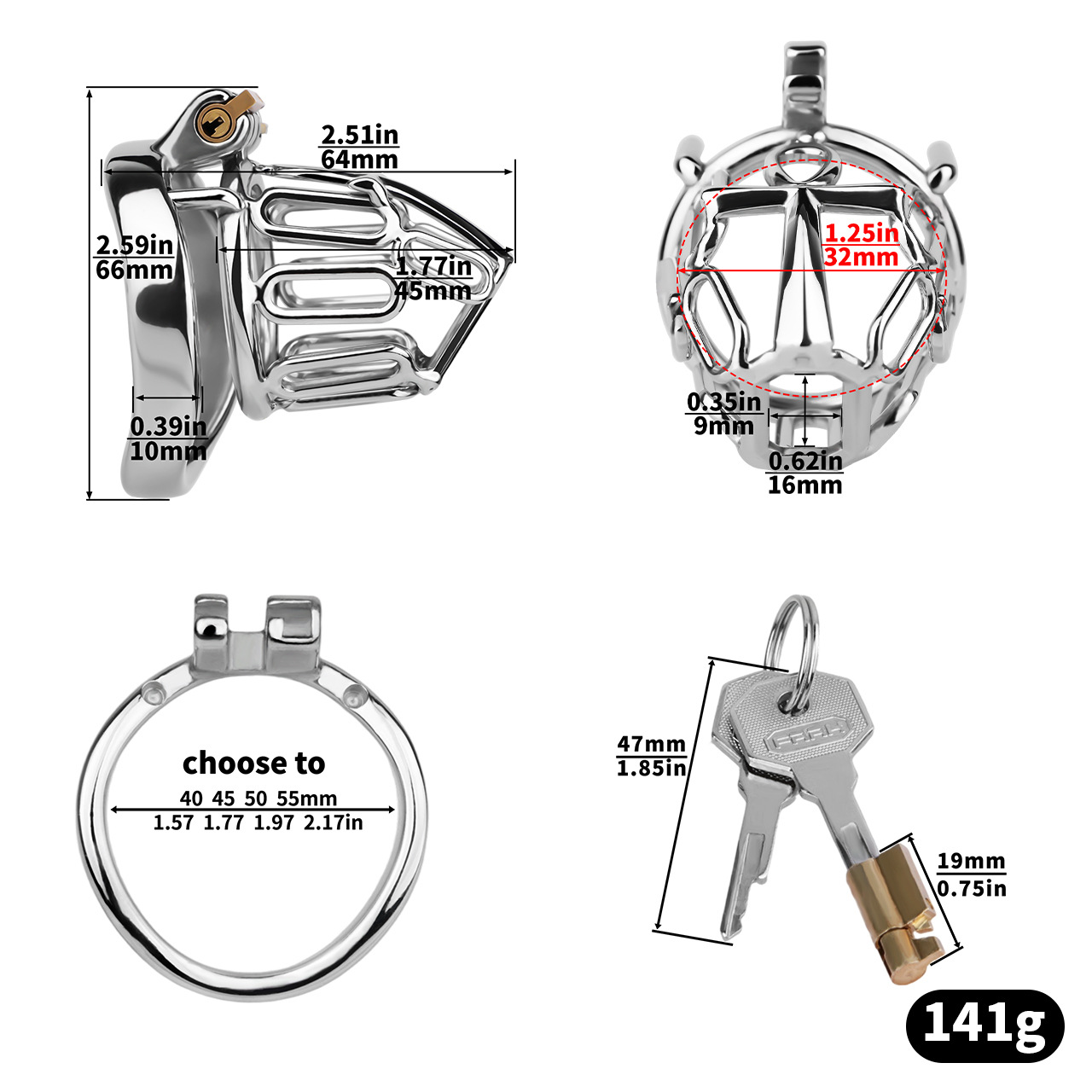 Openwork Metal Chastity Lock – Breathable Stainless Steel, Secure & Lightweight Design