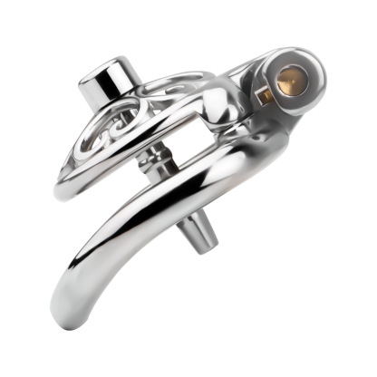 Stainless Steel Male Chastity Device – Ornate Metal Chastity Cage with Secure Lock