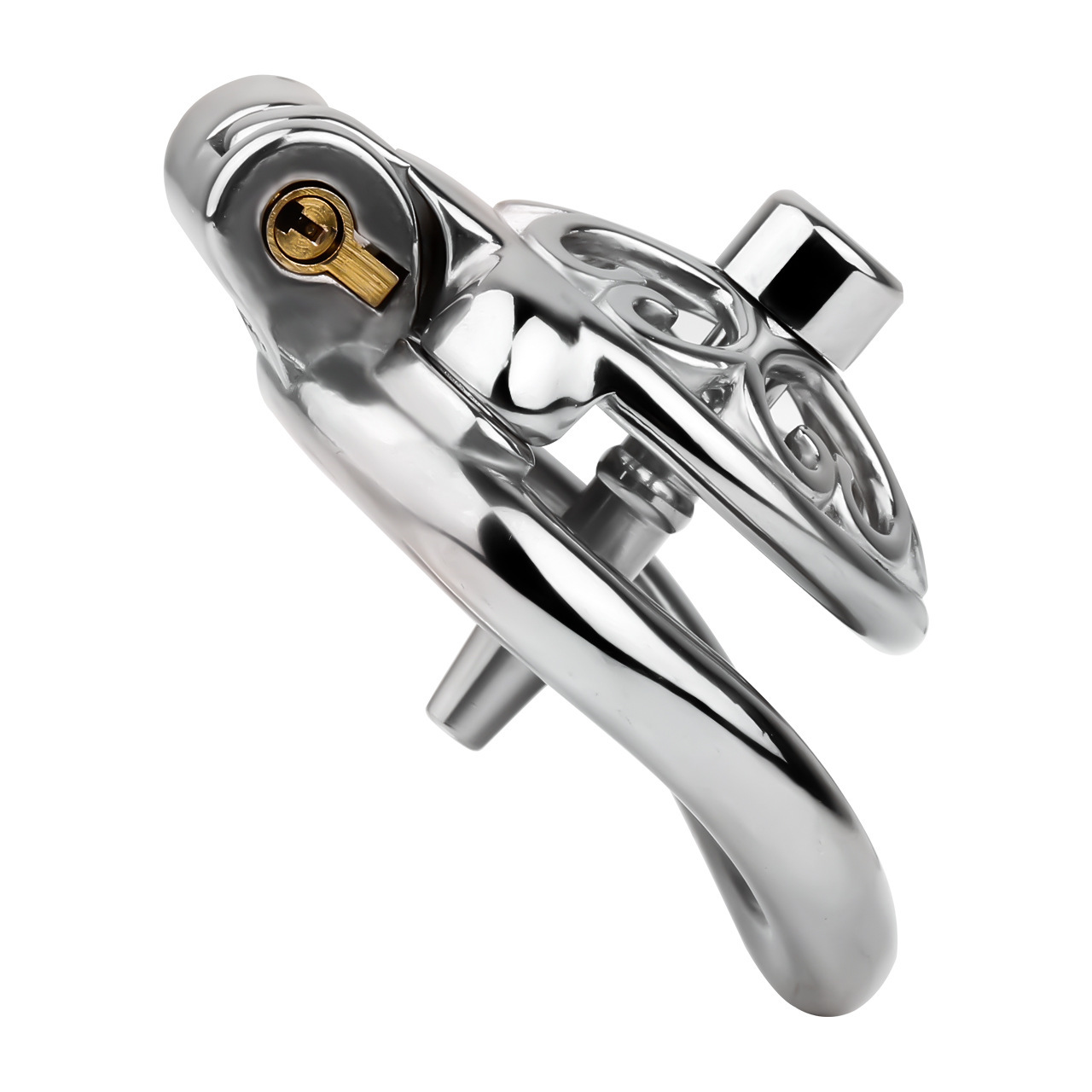 Stainless Steel Male Chastity Device – Ornate Metal Chastity Cage with Secure Lock