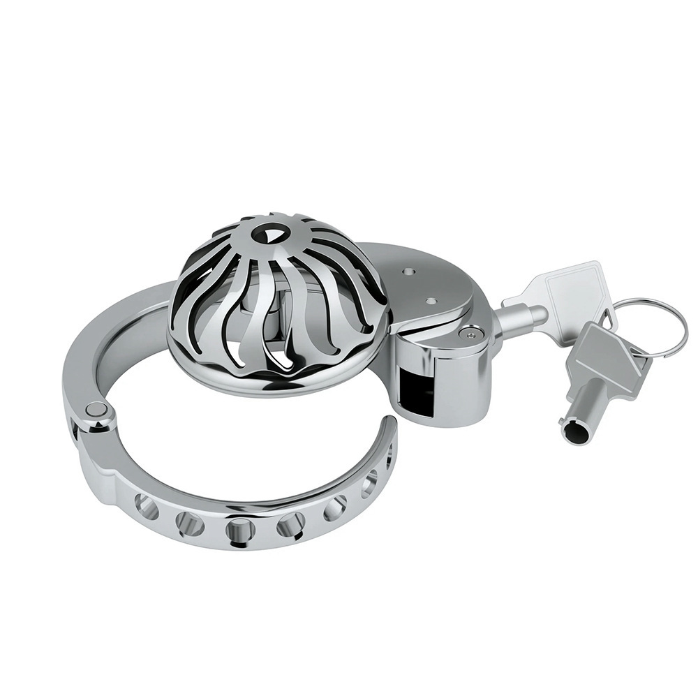  Stainless Steel Male Chastity Cage | 6-Level Adjustable Cock Cage (32–50mm) | Adult BDSM Sex Toy for Chastity & Bondage Play-ToyAura