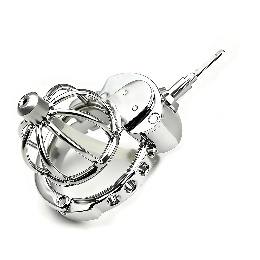 Stainless Steel Cock Cage for Men | Male Chastity Device with Adjustable Fit 32–50mm & Urethral Tube