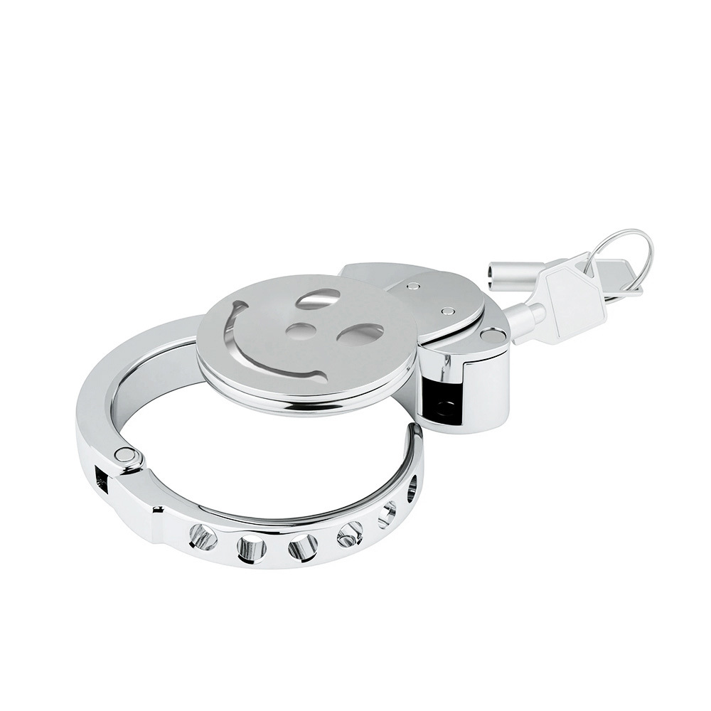 FLAT CHASTITY CAGE METAL MALE SMILEY