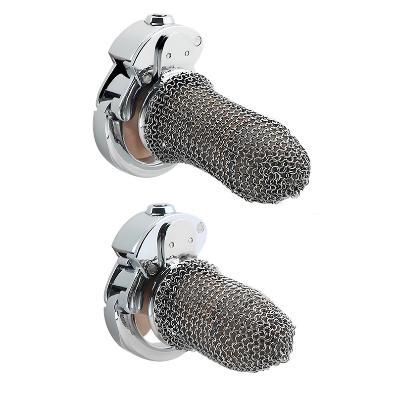 Stainless Steel Mesh Chastity Cage for Men | Breathable Chainmail Design with Adjustable Base Ring