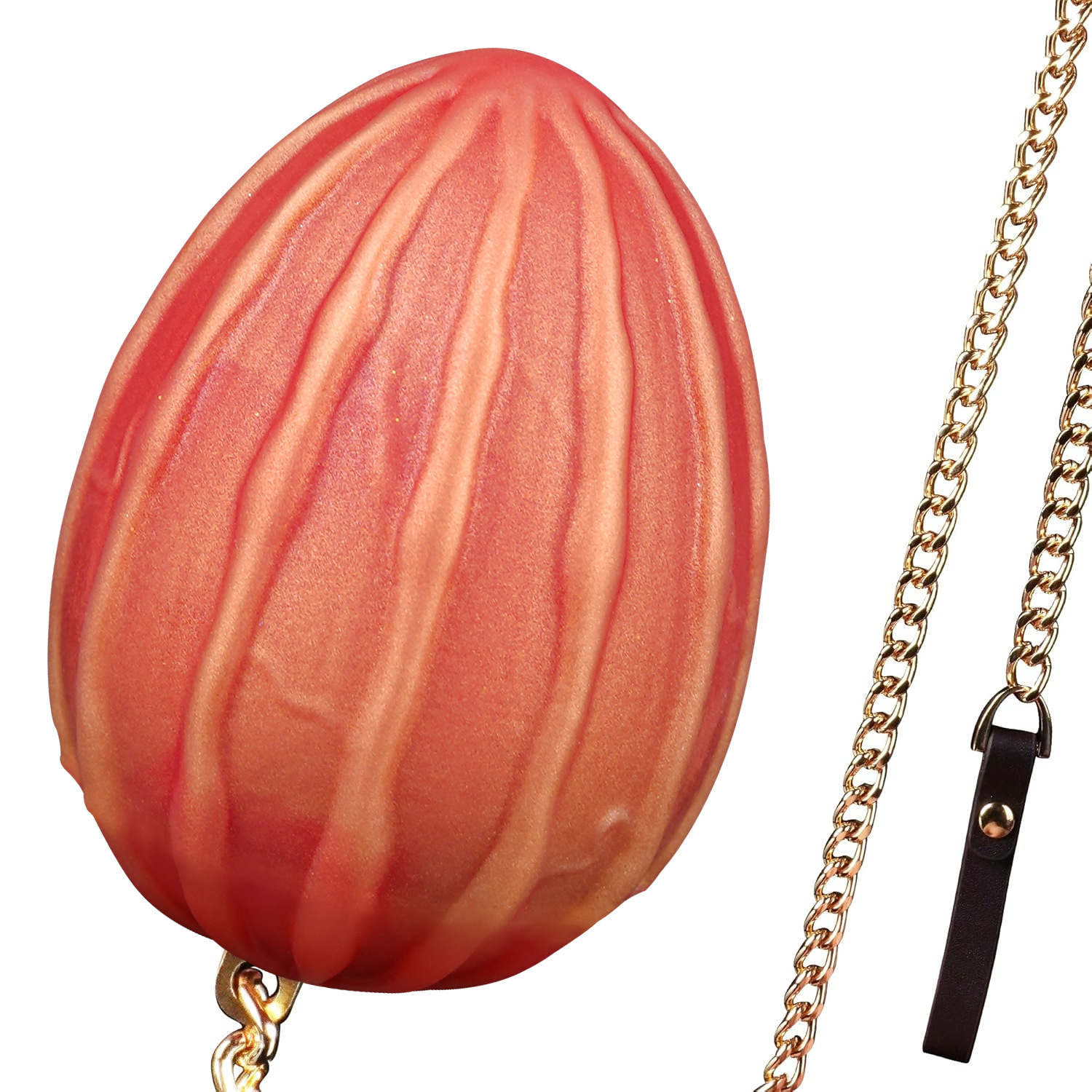 Platinum Silicone Pull Chain Anal Plug – Weighted Training Butt Plug with Metal Leash