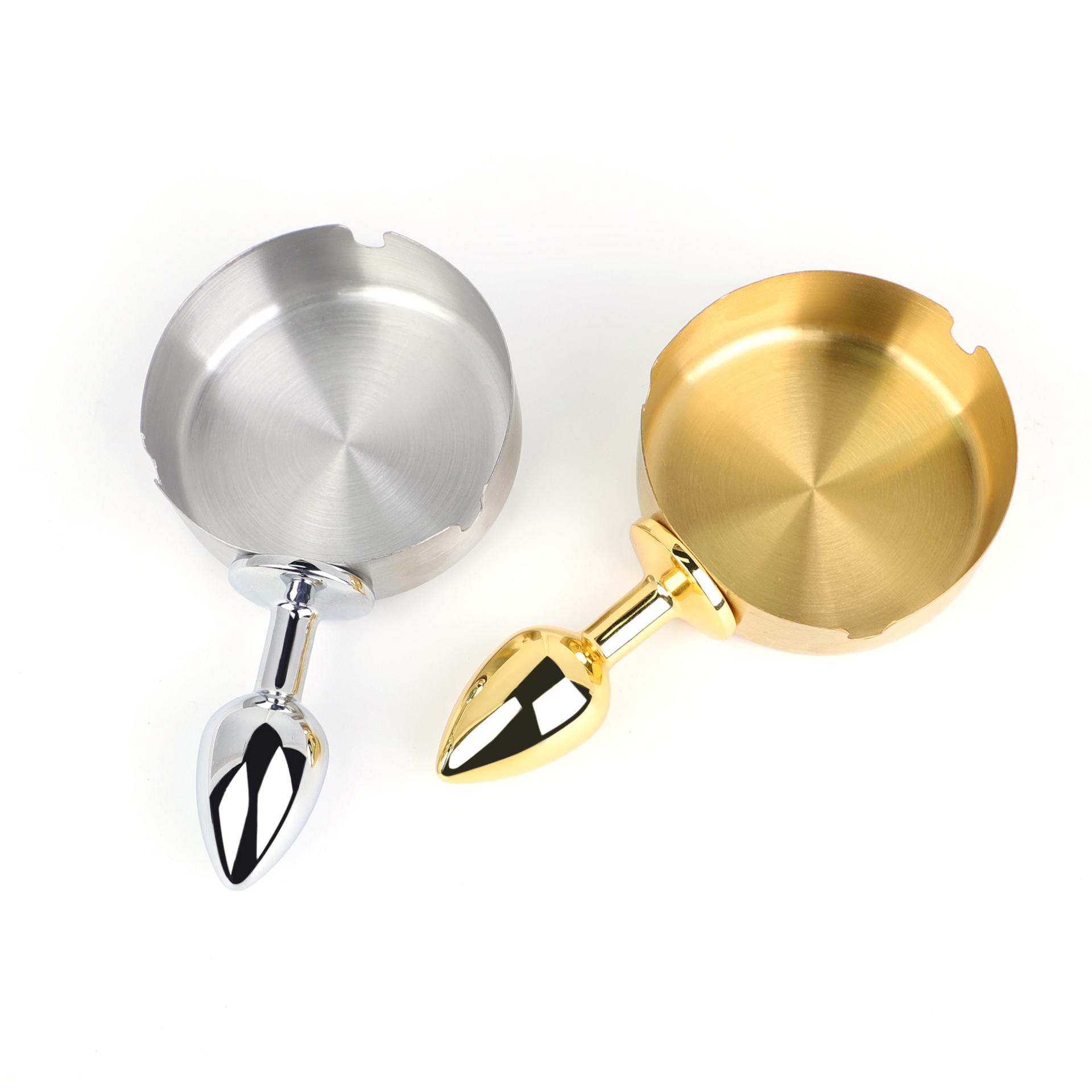 Stainless Steel Ashtray-Shaped Anal Plug — Luxury Metal Anal Plug