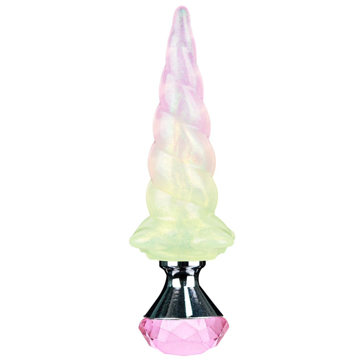 Premium Platinum Liquid Silicone Anal Plug – Fantasy Crystal Gem Base Butt Plug with Two Unique Designs, Soft Body Safe Silicone Adult Toy