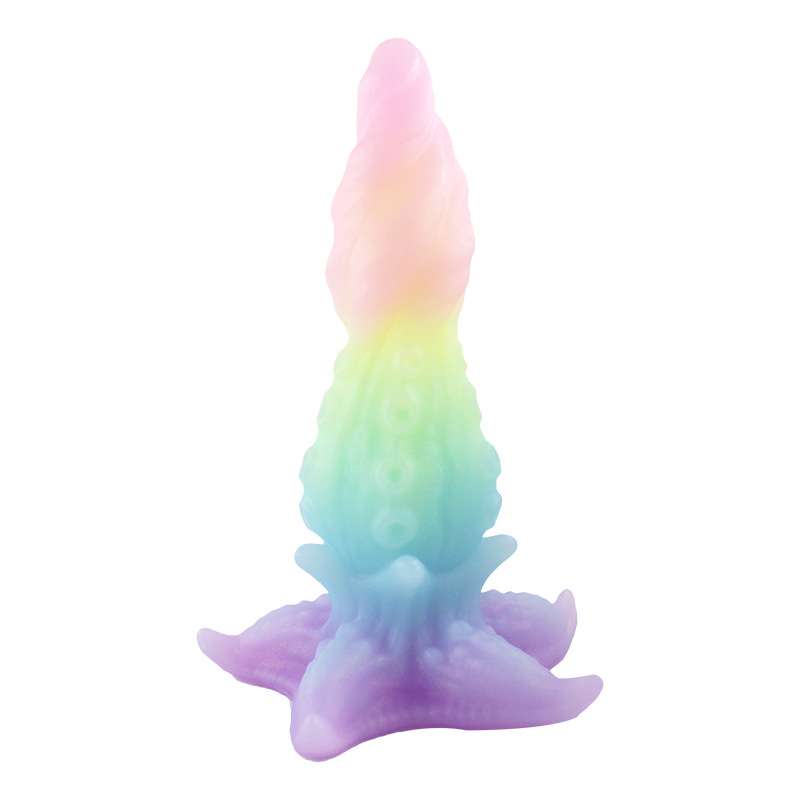 Fantasy Alien Silicone Dildo – Rainbow Gradient Design