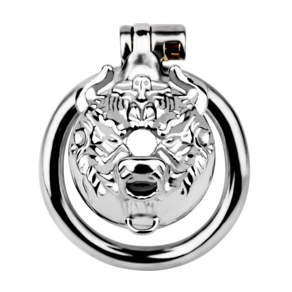 Tiger Head Metal Chastity Cage with Elastic Strap