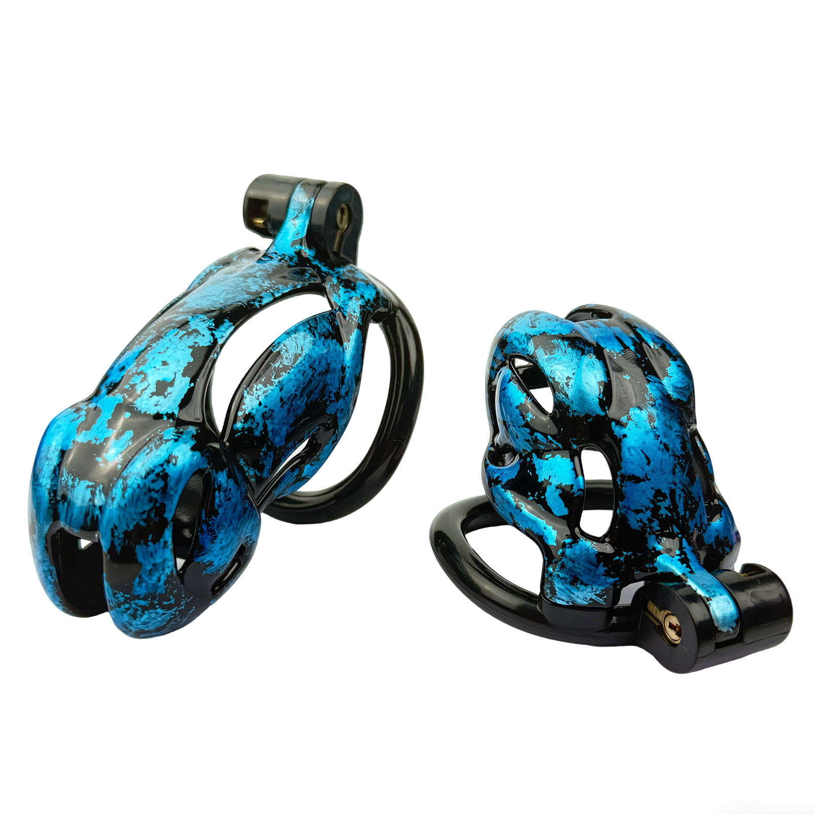 Aurora Series Chastity Cage – Iridescent 3D Printed Lock Device with Sculpted Vent Design