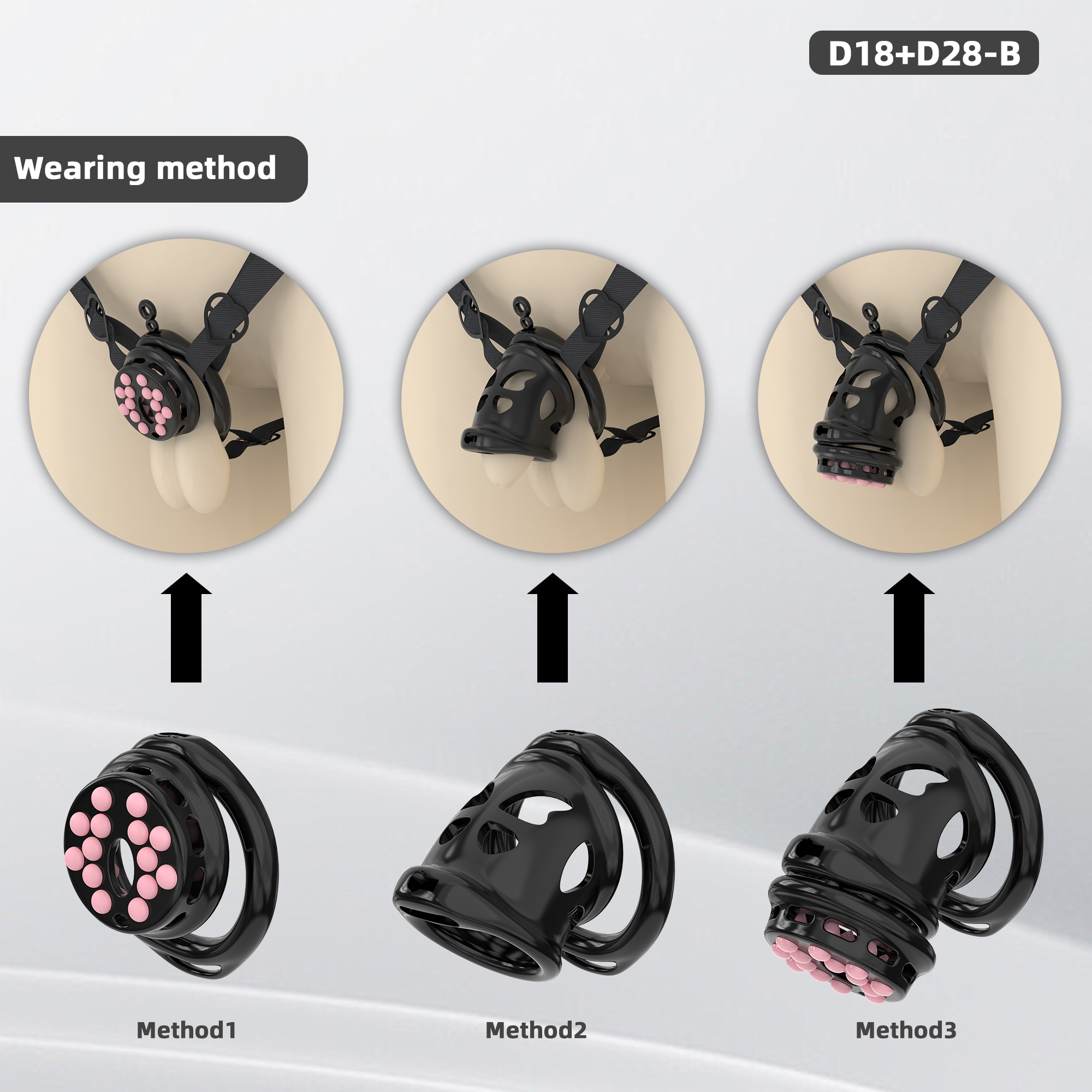 Double Layer Resin Chastity Cage Set for Men – Adjustable Hard Resin Cage with Soft Silicone Spike Bead Ring, S/M Sizes, Pink Purple Black Options