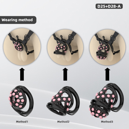 Silicone Soft Nail Chastity Cage | Male Chastity Device with Airport-Security Plastic Lock – 3 Wearing Methods, Pink/Black/Purple, S/M Sizes