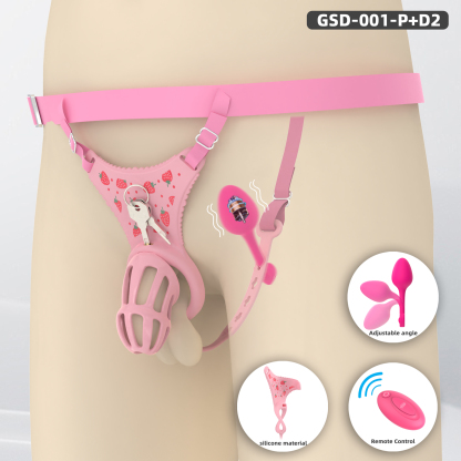 Silicone Wearable Chastity Cage with Vibrating Butt Plug & Remote Control 