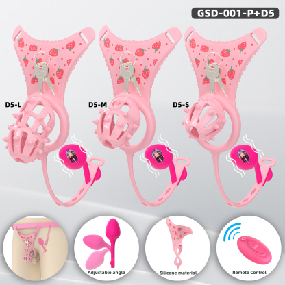 Spiked Chastity Cage Harness Set with Remote Vibrating Anal Plug