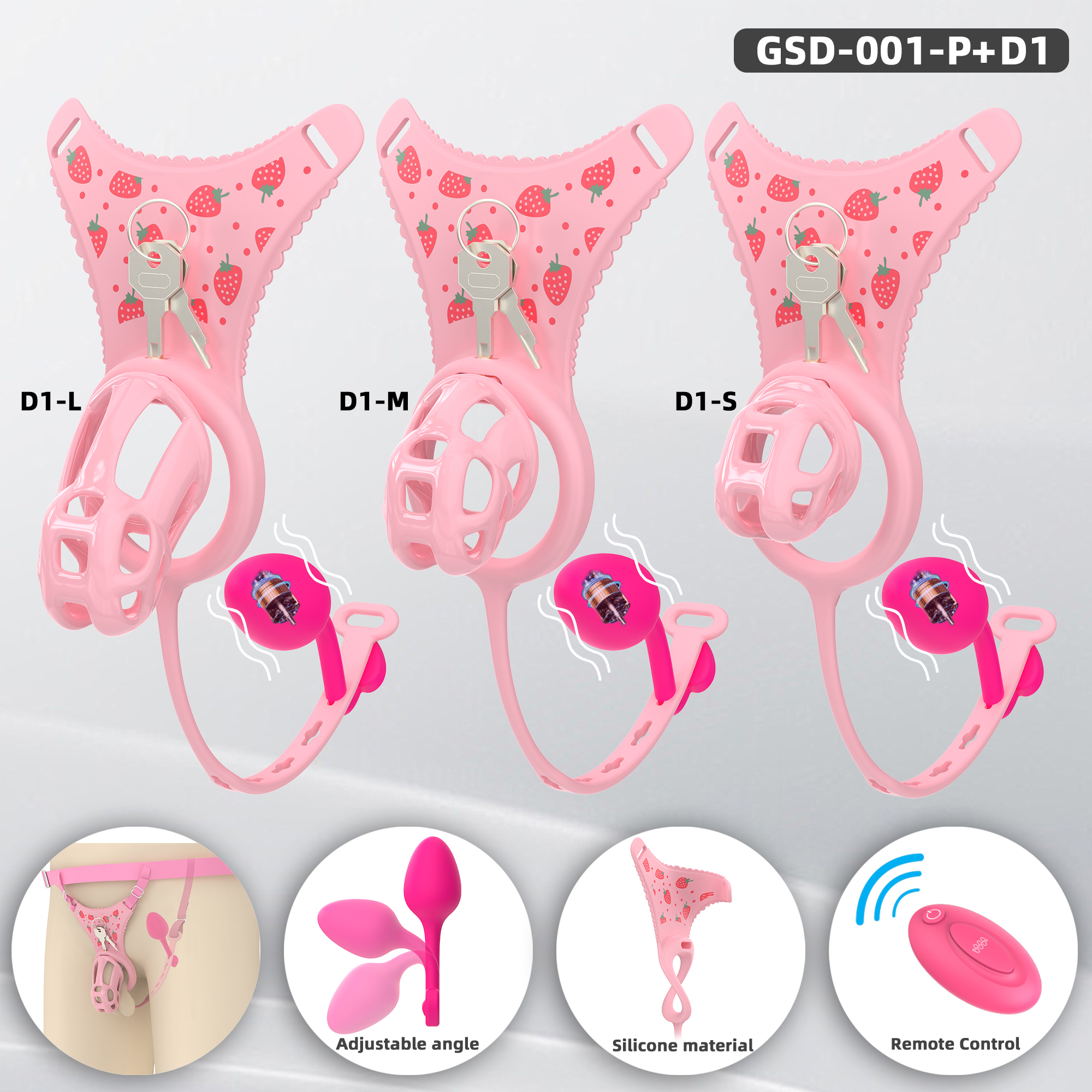 Leopard Print Wearable Chastity Cage with Remote Vibrating Plug