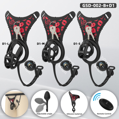 Leopard Print Wearable Chastity Cage with Remote Vibrating Plug