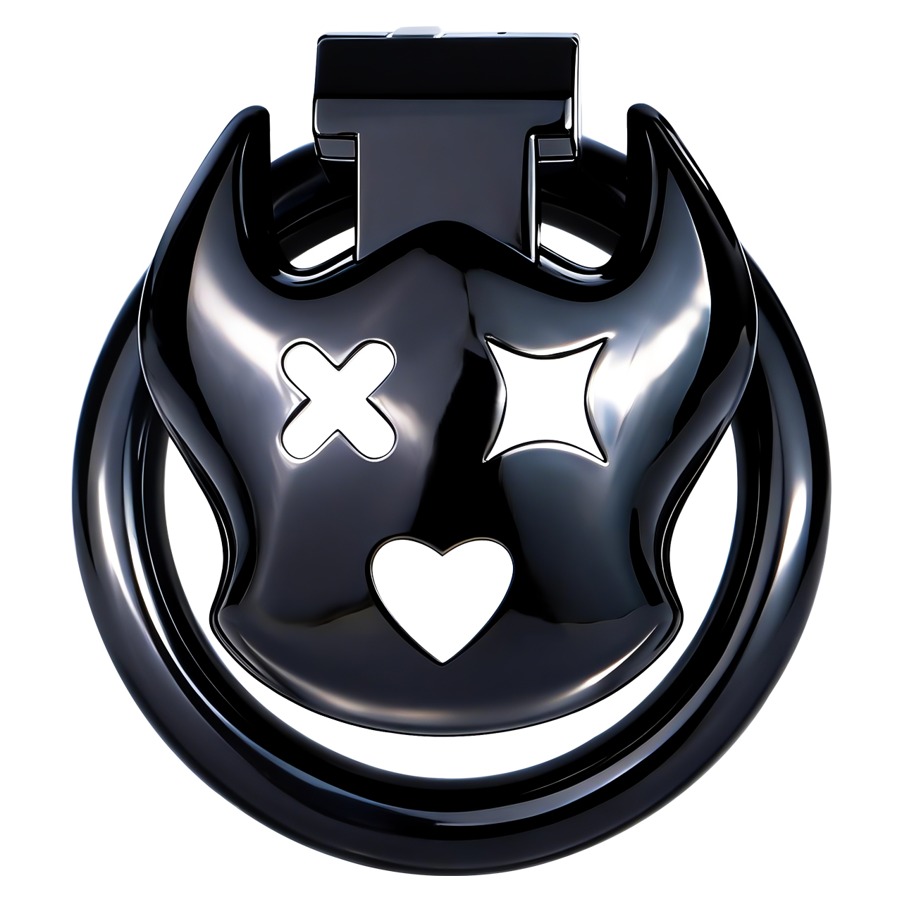 Little Devil Resin Chastity Lock – Black Heart & Horn Design