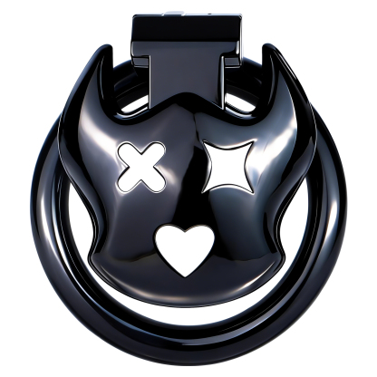 Little Devil Resin Chastity Lock – Black Heart & Horn Design