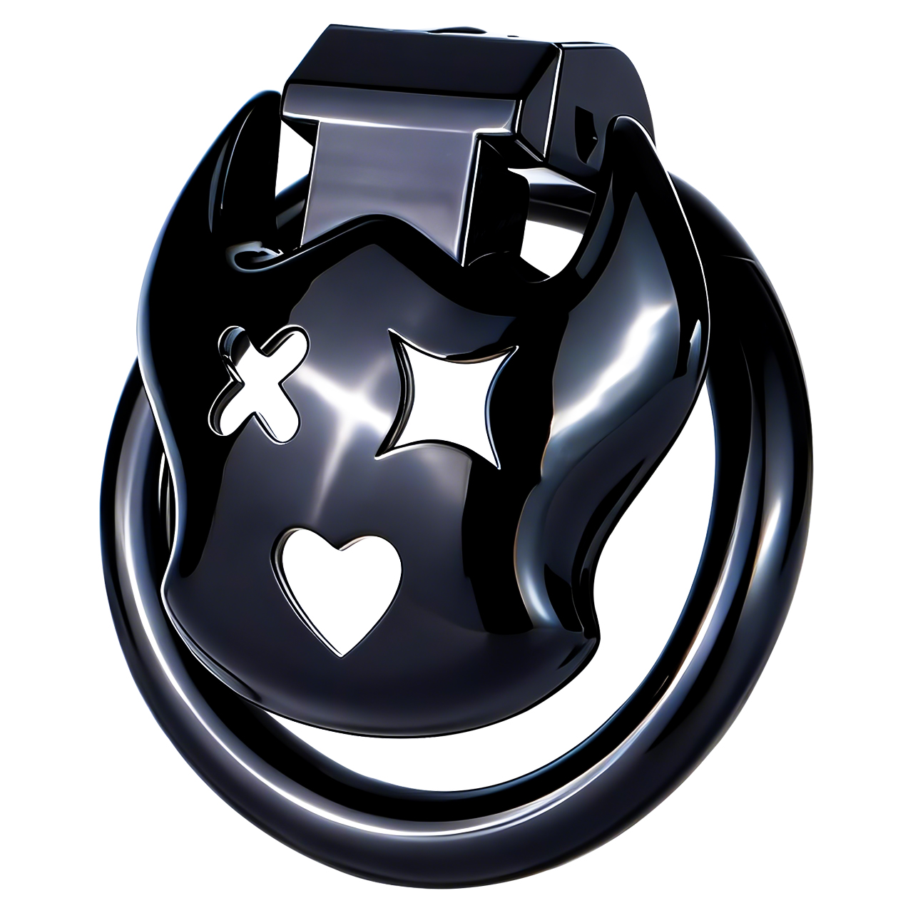 Little Devil Resin Chastity Lock – Black Heart & Horn Design