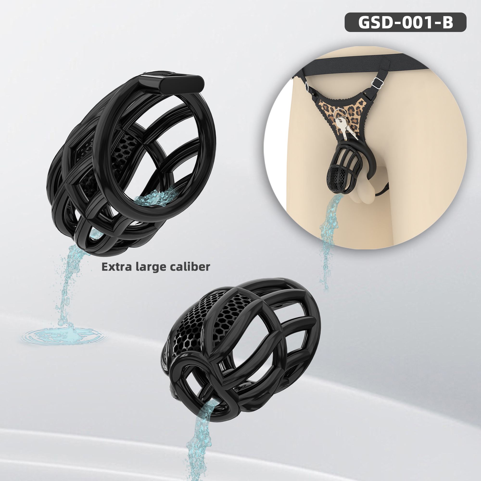 Remote Control Silicone Chastity Device with Adjustable Angle Anal Plug – Breathable Cage System (S/M/L) 