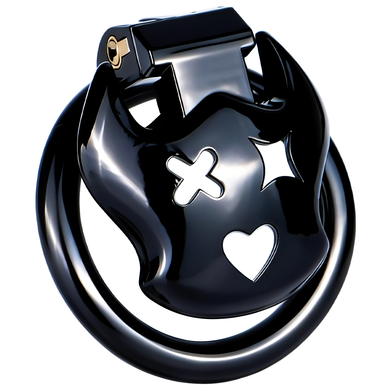 Little Devil Resin Chastity Lock – Black Heart & Horn Design
