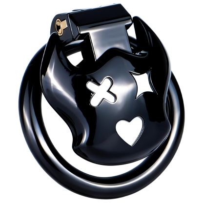 Little Devil Resin Chastity Lock – Black Heart & Horn Design