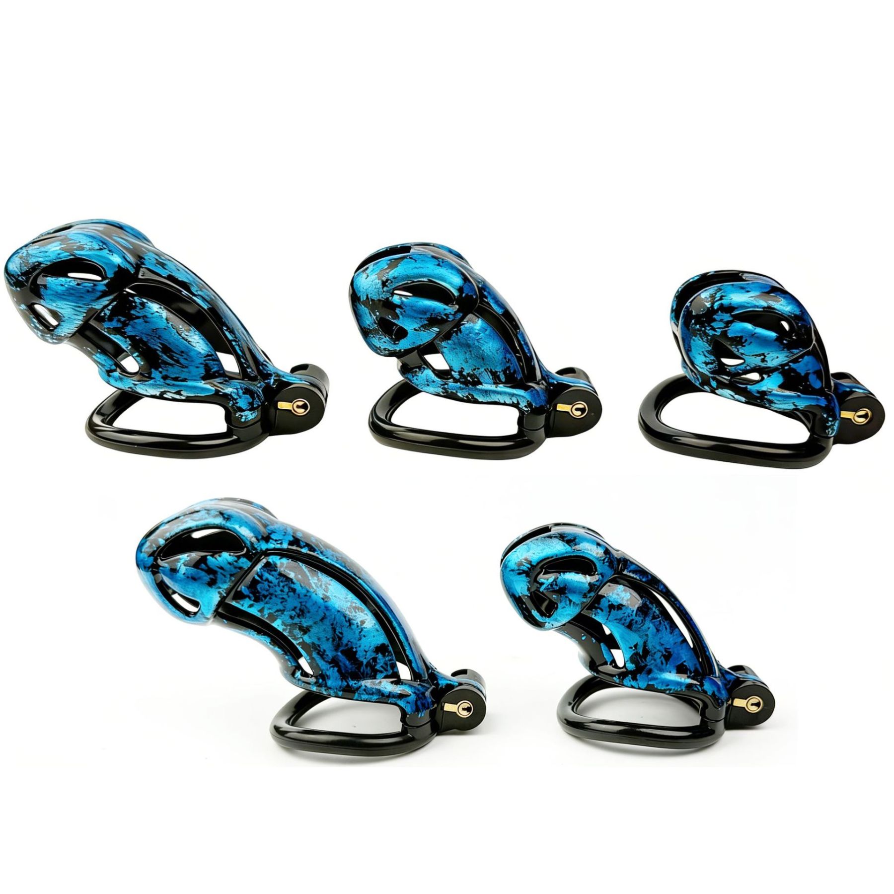 Aurora Series Chastity Cage – Iridescent 3D Printed Lock Device with Sculpted Vent Design