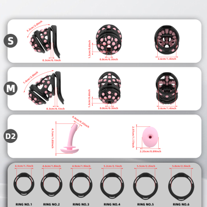 Silicone Soft Nail Chastity Cage | Male Chastity Device with Airport-Security Plastic Lock – 3 Wearing Methods, Pink/Black/Purple, S/M Sizes