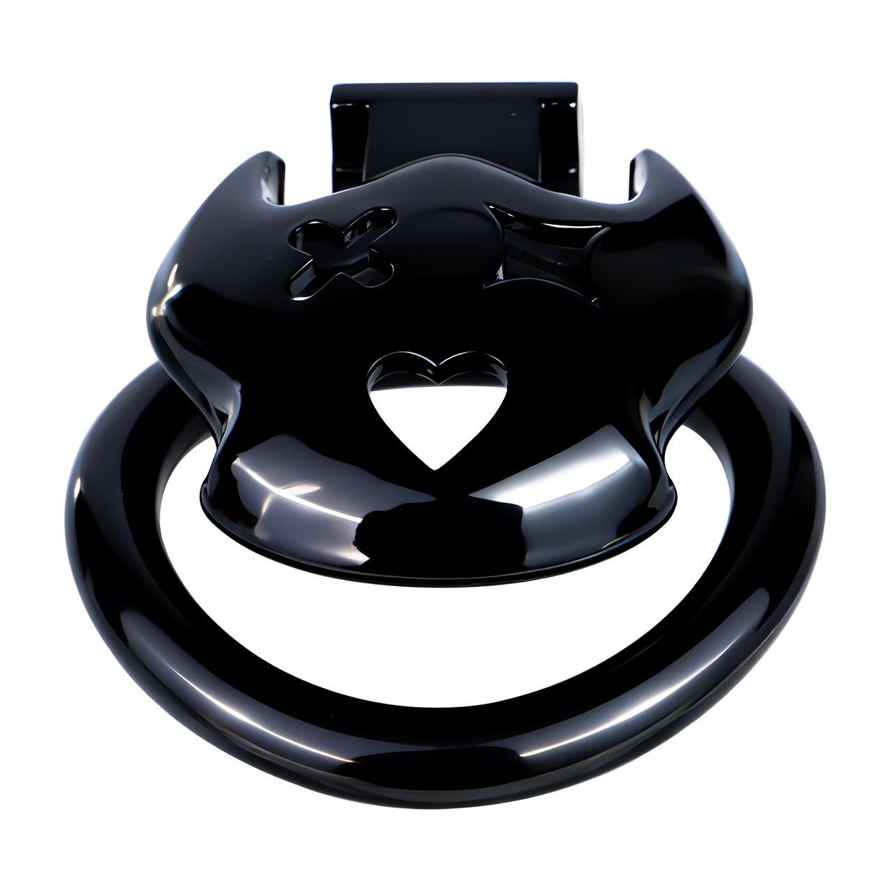 Little Devil Resin Chastity Lock – Black Heart & Horn Design