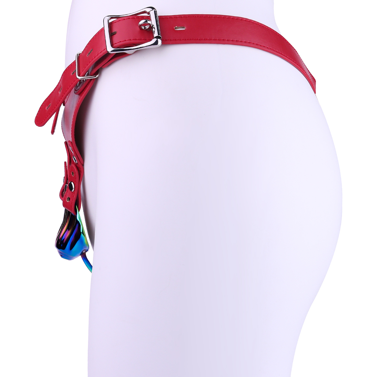 Iridescent Shell Belted Chastity Lock – Adjustable Strap, Unique Rainbow Finish & Secure Fit