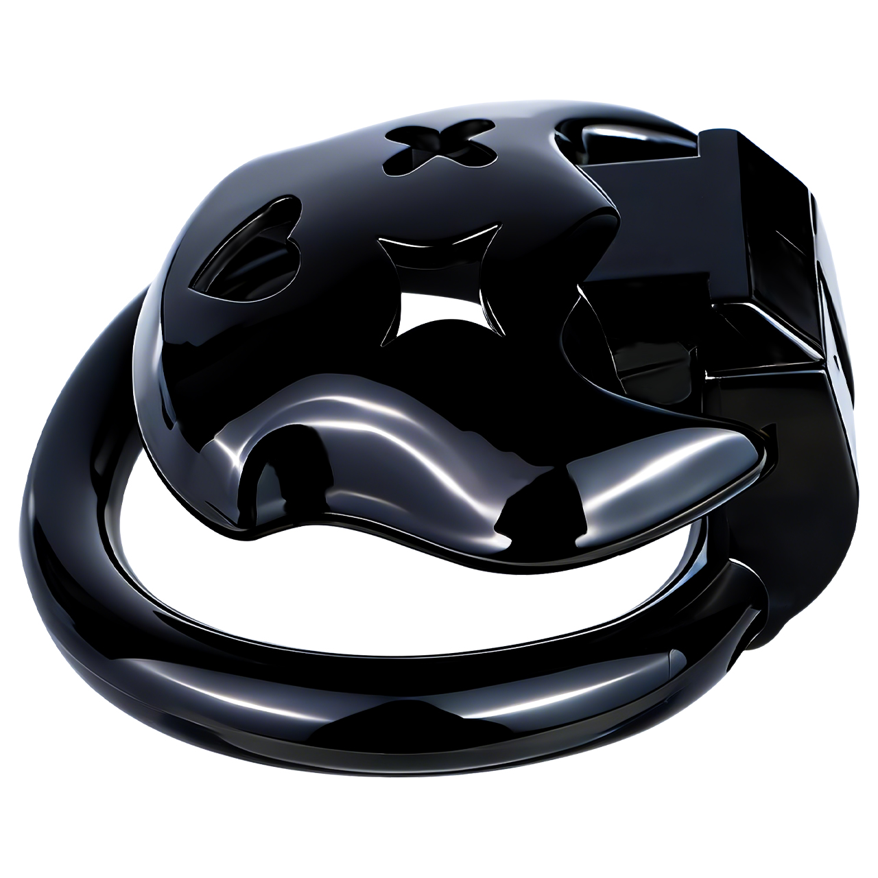 Little Devil Resin Chastity Lock – Black Heart & Horn Design