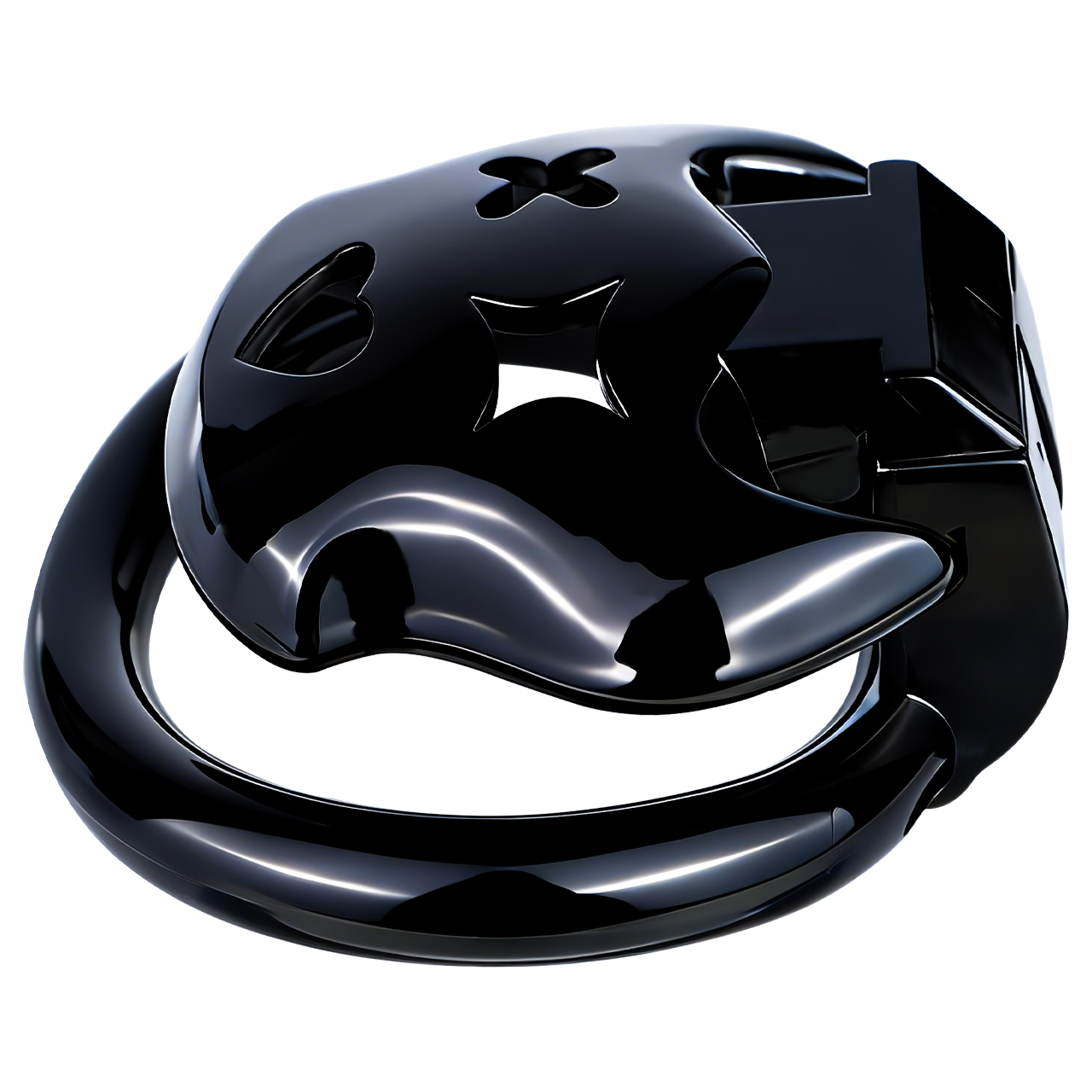 Little Devil Resin Chastity Lock – Black Heart & Horn Design
