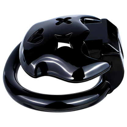 Little Devil Resin Chastity Lock – Black Heart & Horn Design
