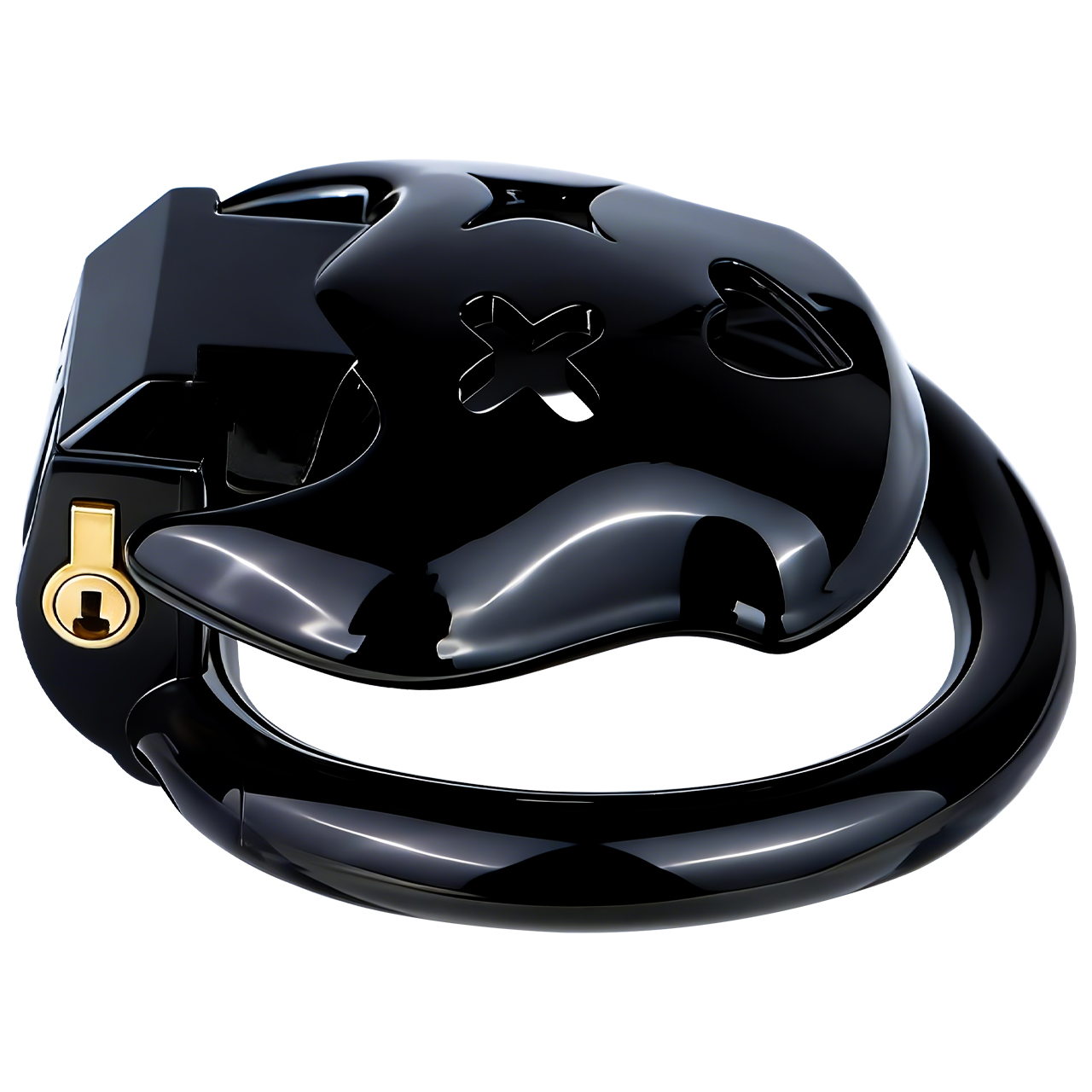 Little Devil Resin Chastity Lock – Black Heart & Horn Design