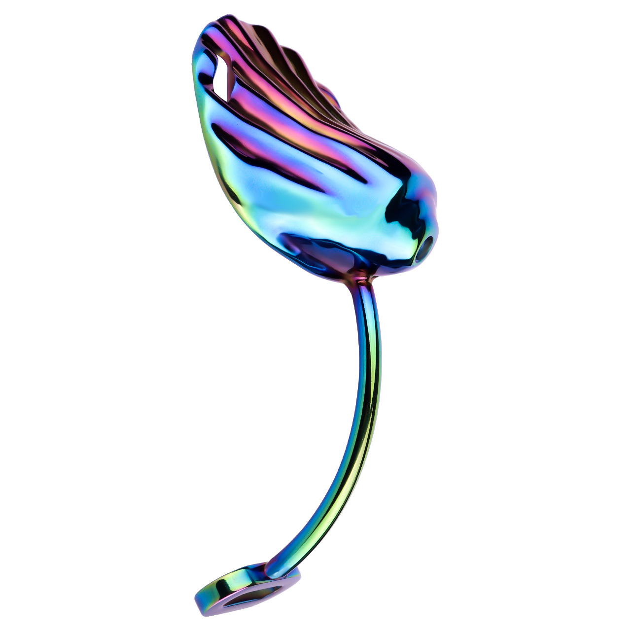 Iridescent Shell Belted Chastity Lock – Adjustable Strap, Unique Rainbow Finish & Secure Fit