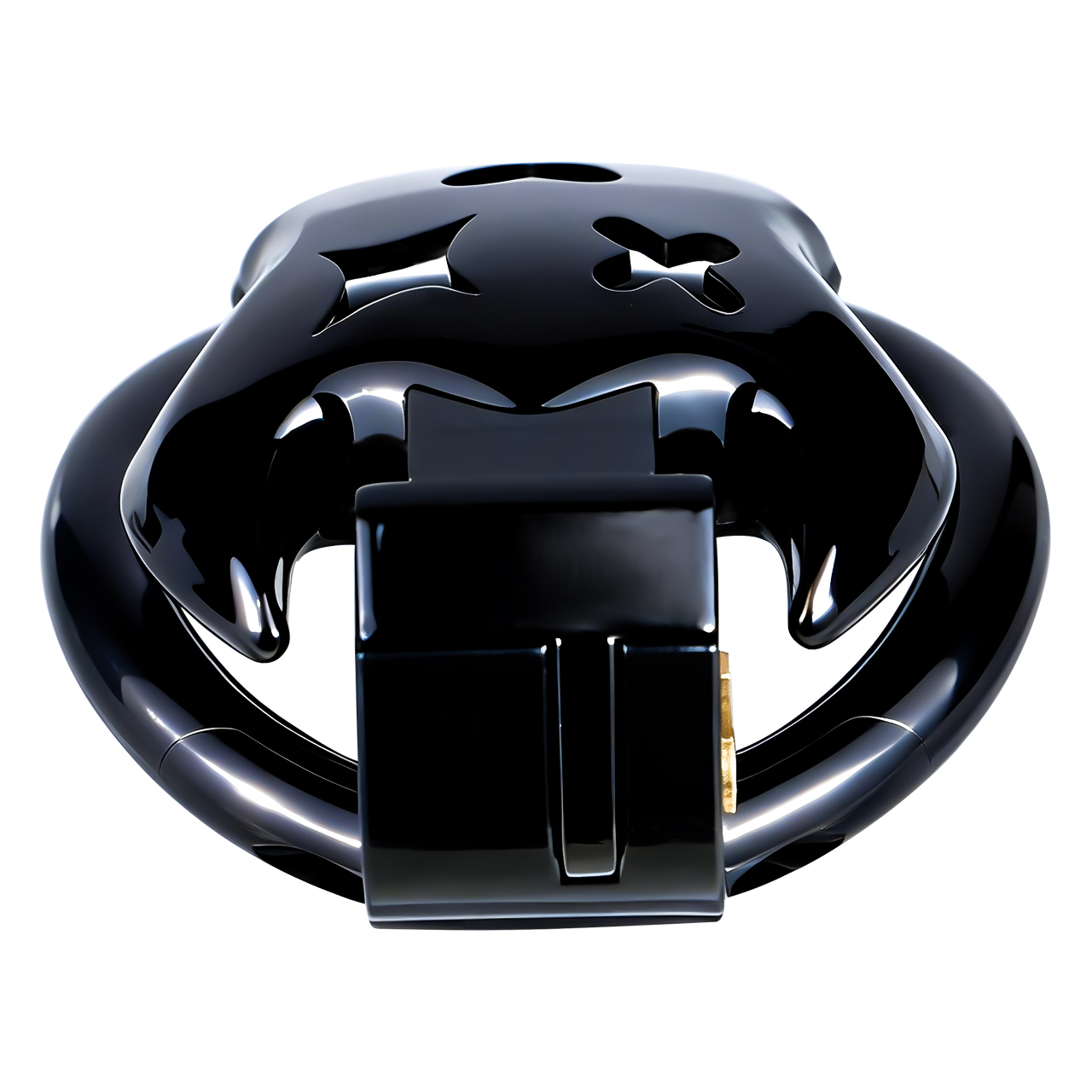 Little Devil Resin Chastity Lock – Black Heart & Horn Design