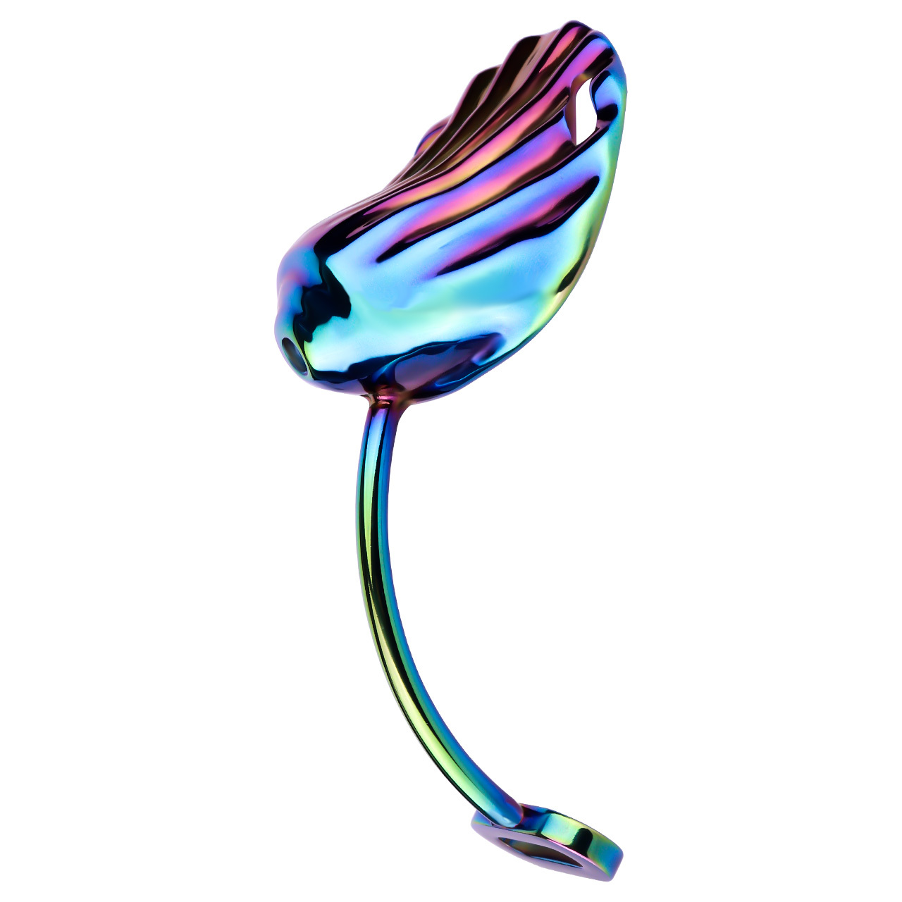 Iridescent Shell Belted Chastity Lock – Adjustable Strap, Unique Rainbow Finish & Secure Fit