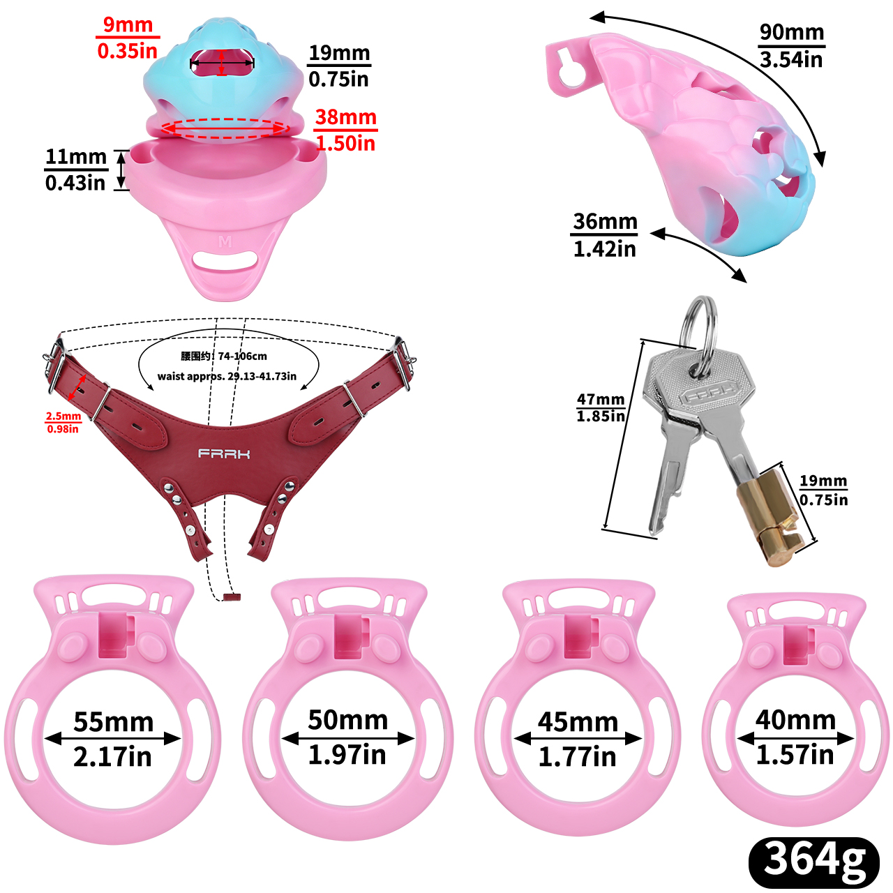 Dragon Scale Belted Chastity Cage – Ergonomic Fantasy Design with Adjustable Support Belt | Cage Sizes: S/M/L & Ring Options: S–XL