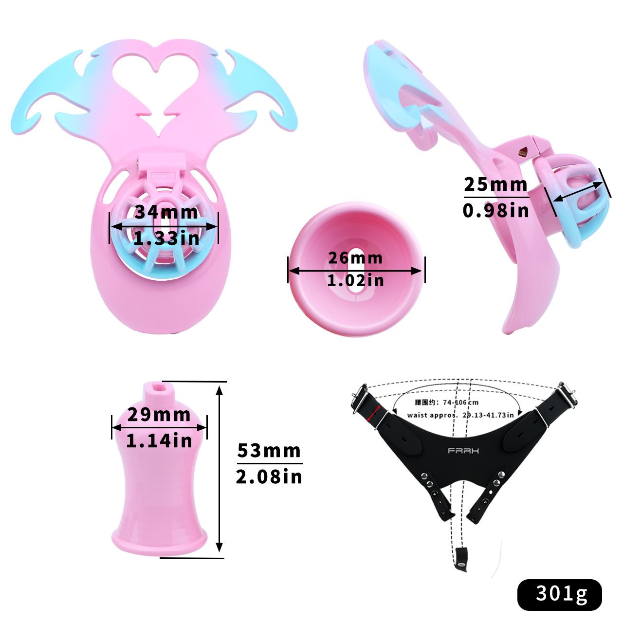 3D Printed Demon Heart Chastity Lock – Adjustable Strap, Lightweight & Unique Fantasy Design