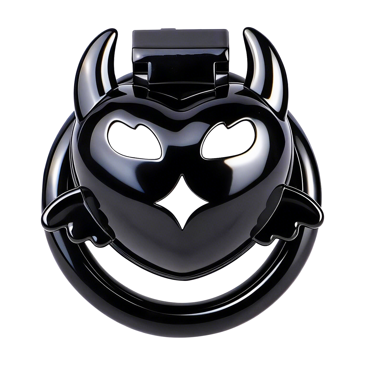 Little Devil Heart Resin Chastity Lock – Black Cute Horn Design