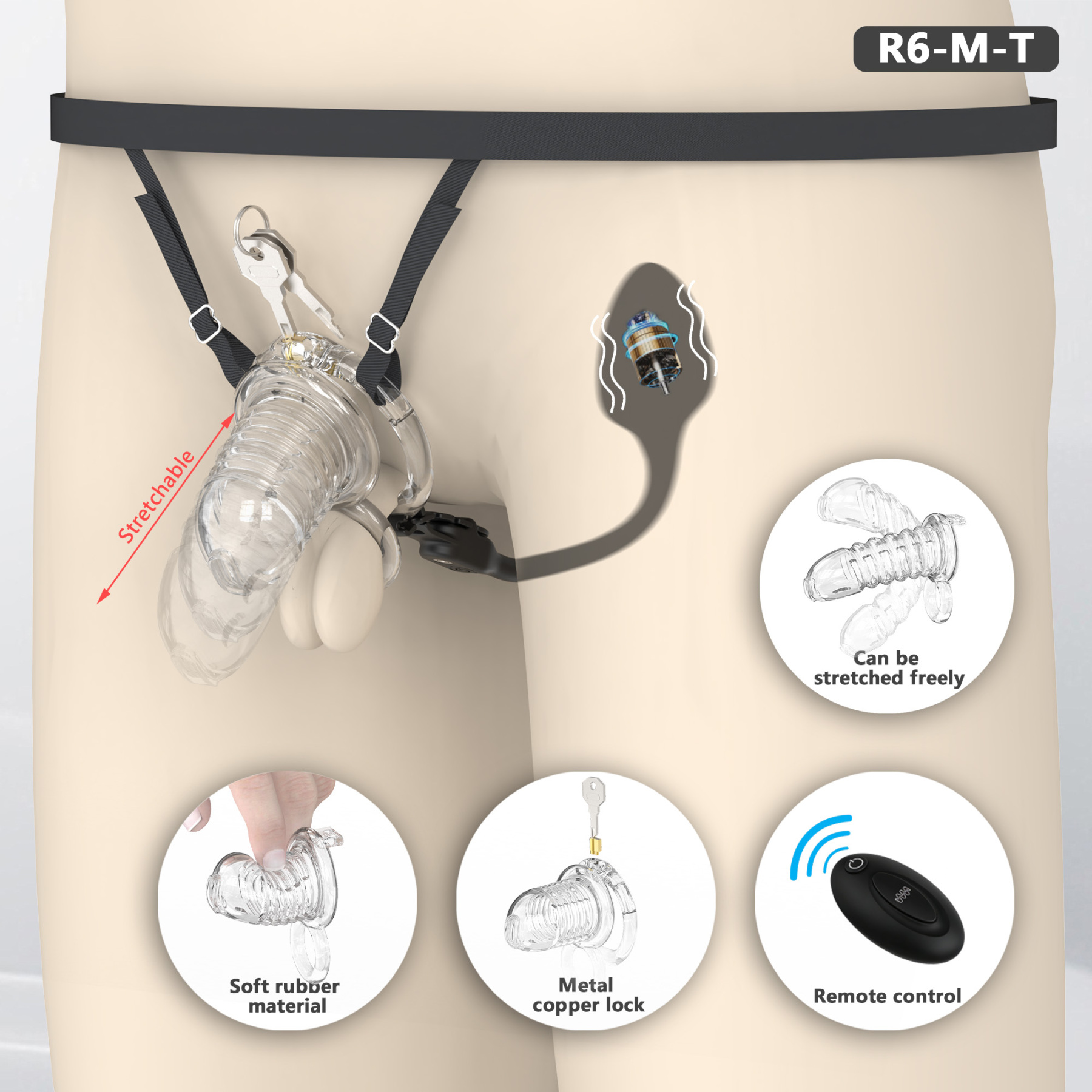 Soft Chastity Cage with Optional Remote Vibrating Plug